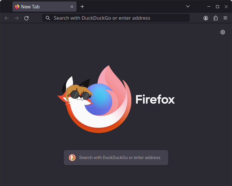 A screenshot of the Firefox New Tab page with the logo replaced by a bootleg version featuring Xenia.
